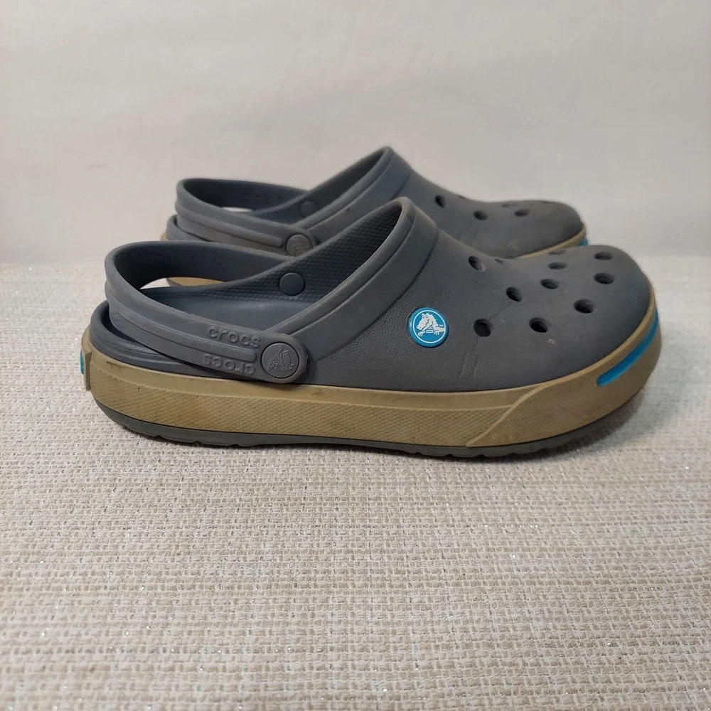 Crocs‎ Crocband Clogs Charcoal Grey Khaki Blue Mens 6 Womens 8 11989